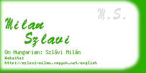 milan szlavi business card