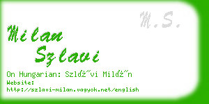 milan szlavi business card